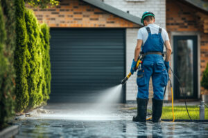 Pressure Washing Specialist Cleaning Driveway