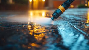 water-spraying-from-nozzle-onto-wet-pavement